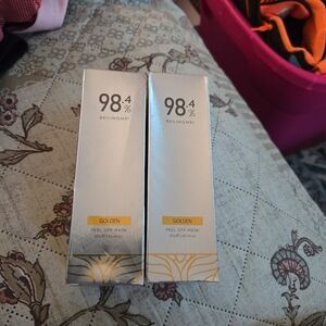 2 Boxes 5X Gold Foil Peel-Off Mask - 98.4% Beilingmei Gold Face Mask
